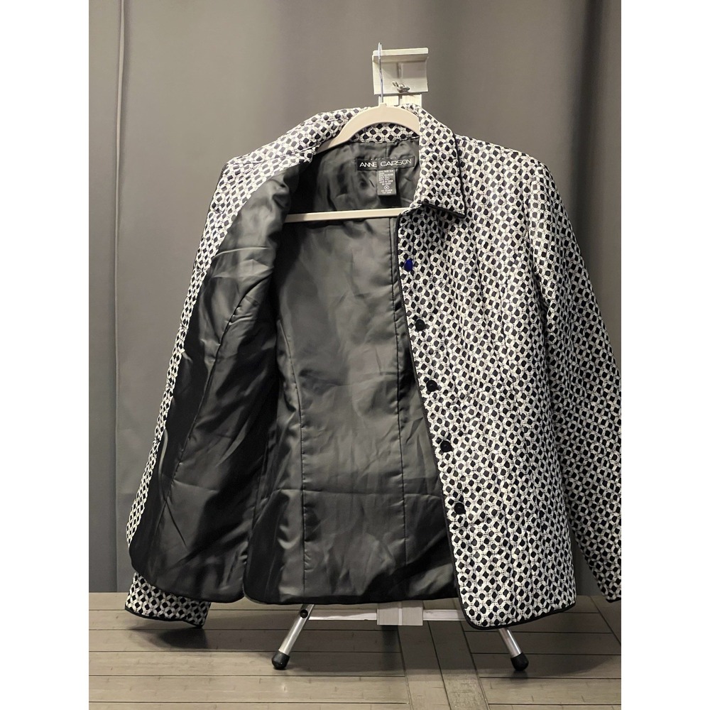 Anne Carson Quilted Jacket Silk Lined Polyester Geometric Diamond Dark Academia - Picture 2 of 3
